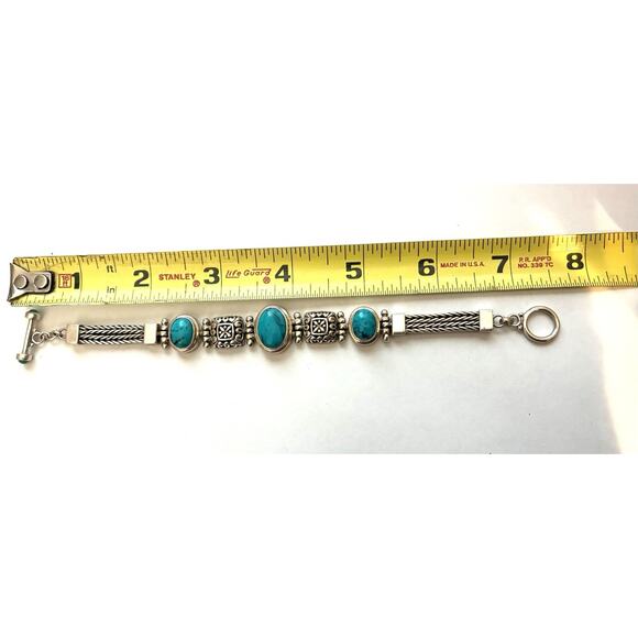 QVC Turquoise & Sterling Silver 925 Station Link Bracelet – Excellent - Picture 7 of 7